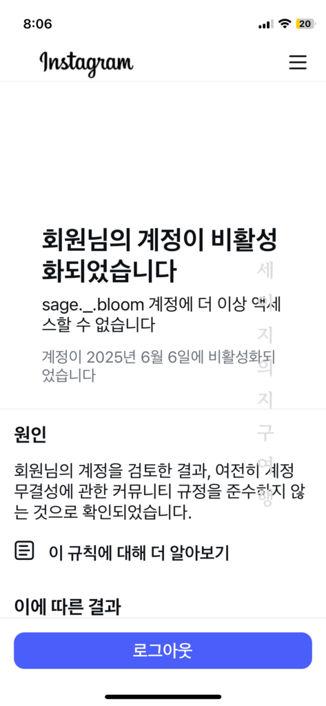 인스타그램 영구정지